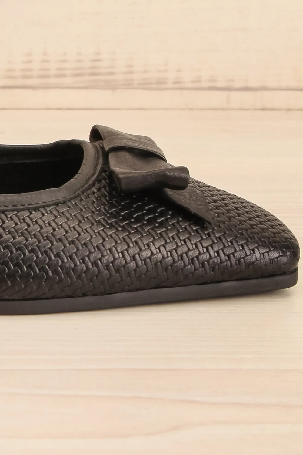 Kelowna Black | Woven Leather Ballerina Flats