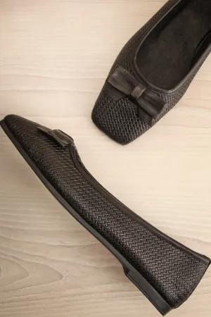 Kelowna Black | Woven Leather Ballerina Flats