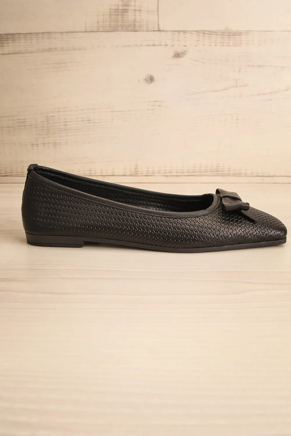 Kelowna Black | Woven Leather Ballerina Flats