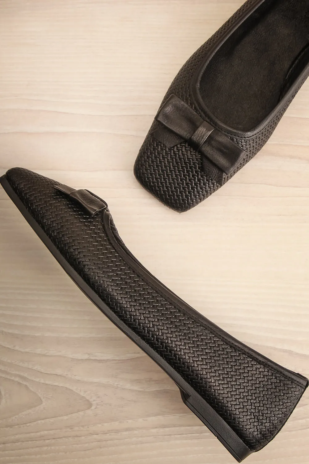 Kelowna Black | Woven Leather Ballerina Flats