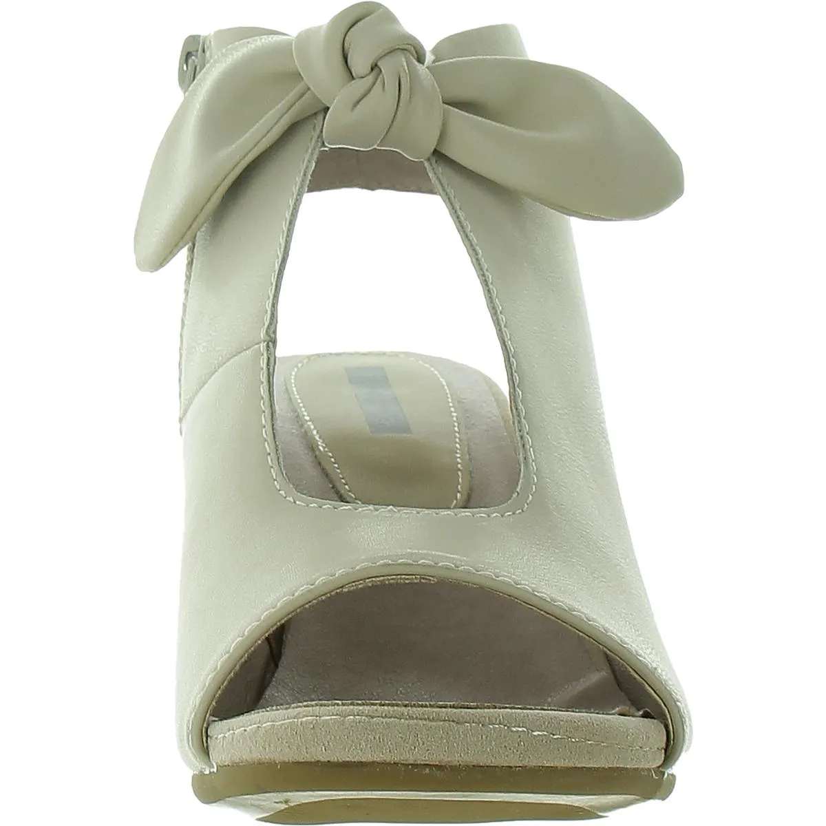 Kimora Womens Faux Leather Bow Peep-Toe Heels