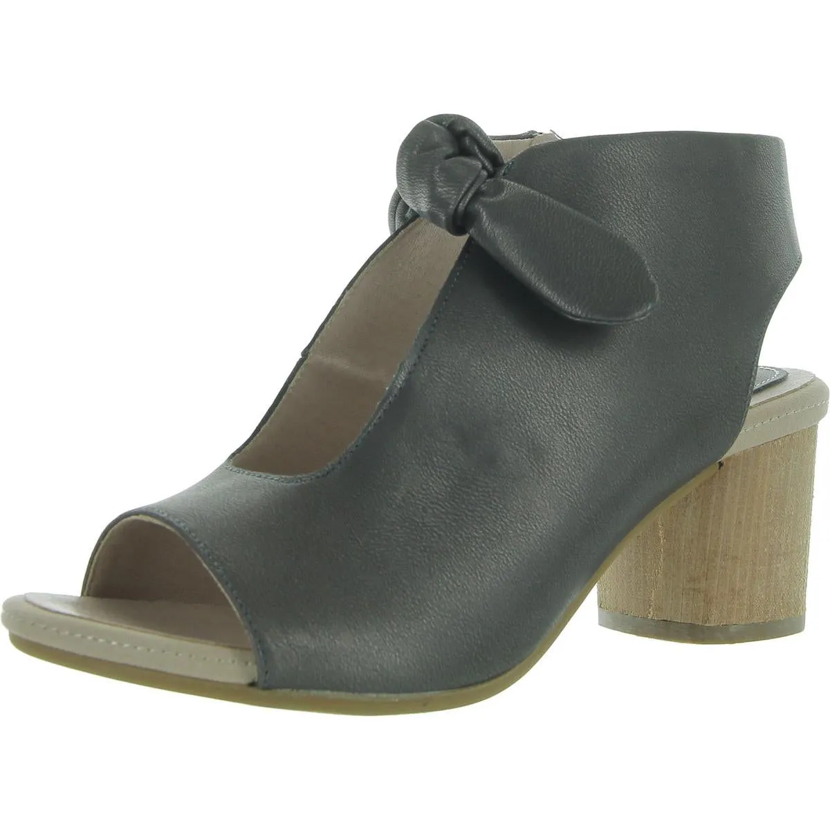 Kimora Womens Faux Leather Bow Peep-Toe Heels