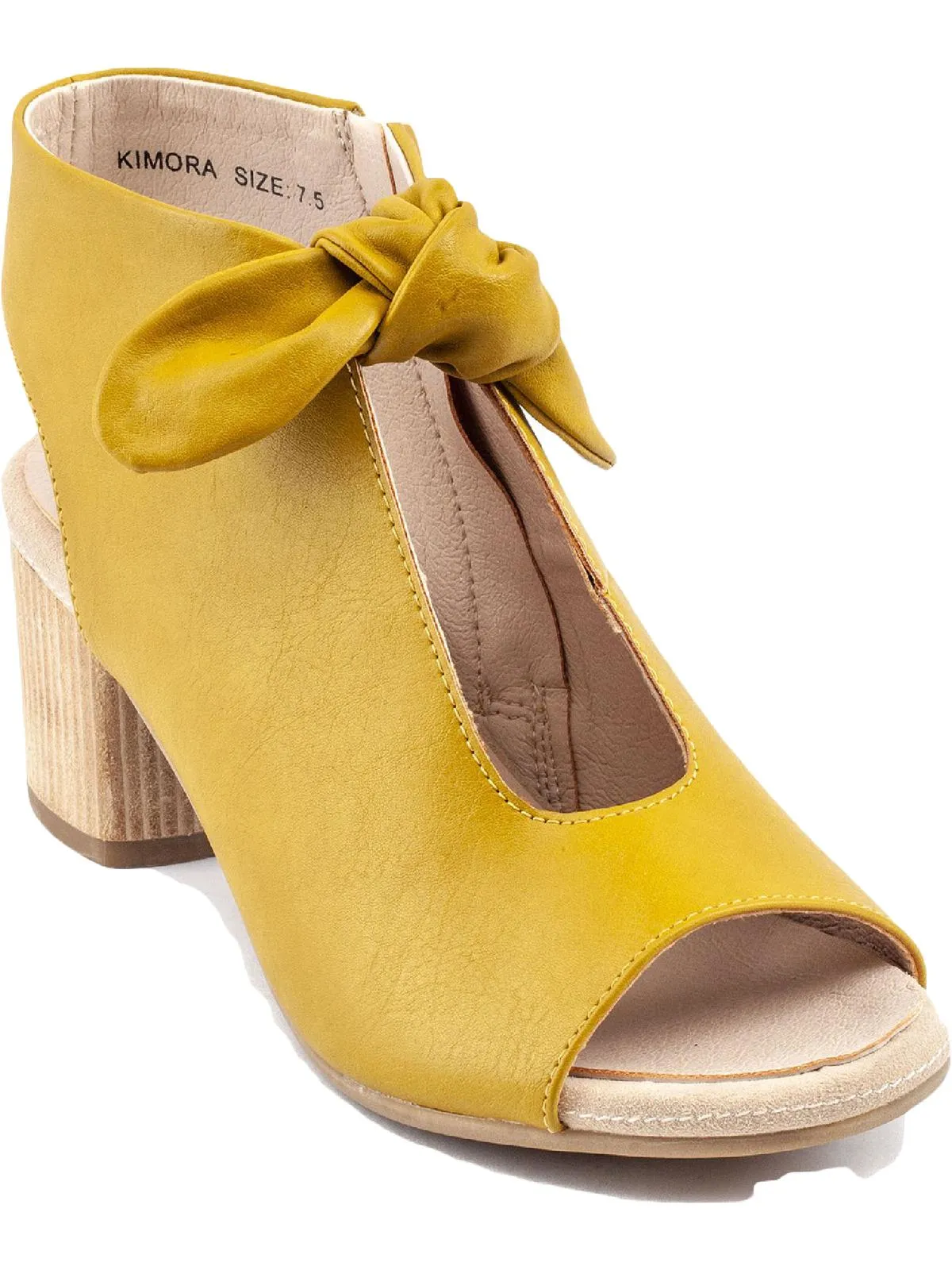 Kimora Womens Faux Leather Bow Peep-Toe Heels