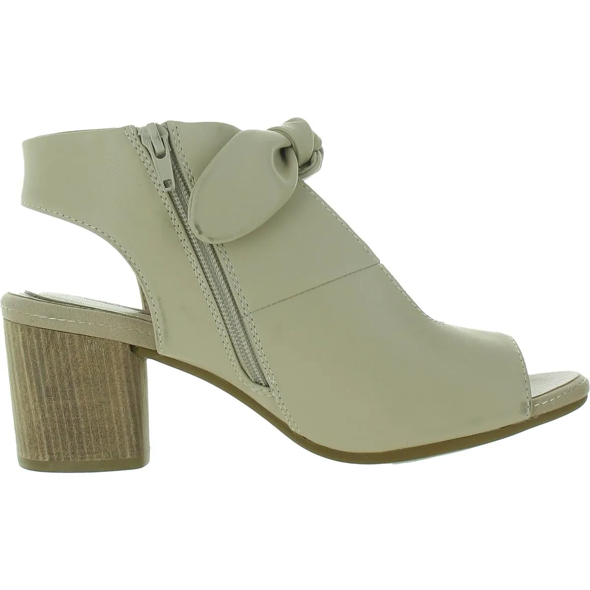 Kimora Womens Faux Leather Bow Peep-Toe Heels