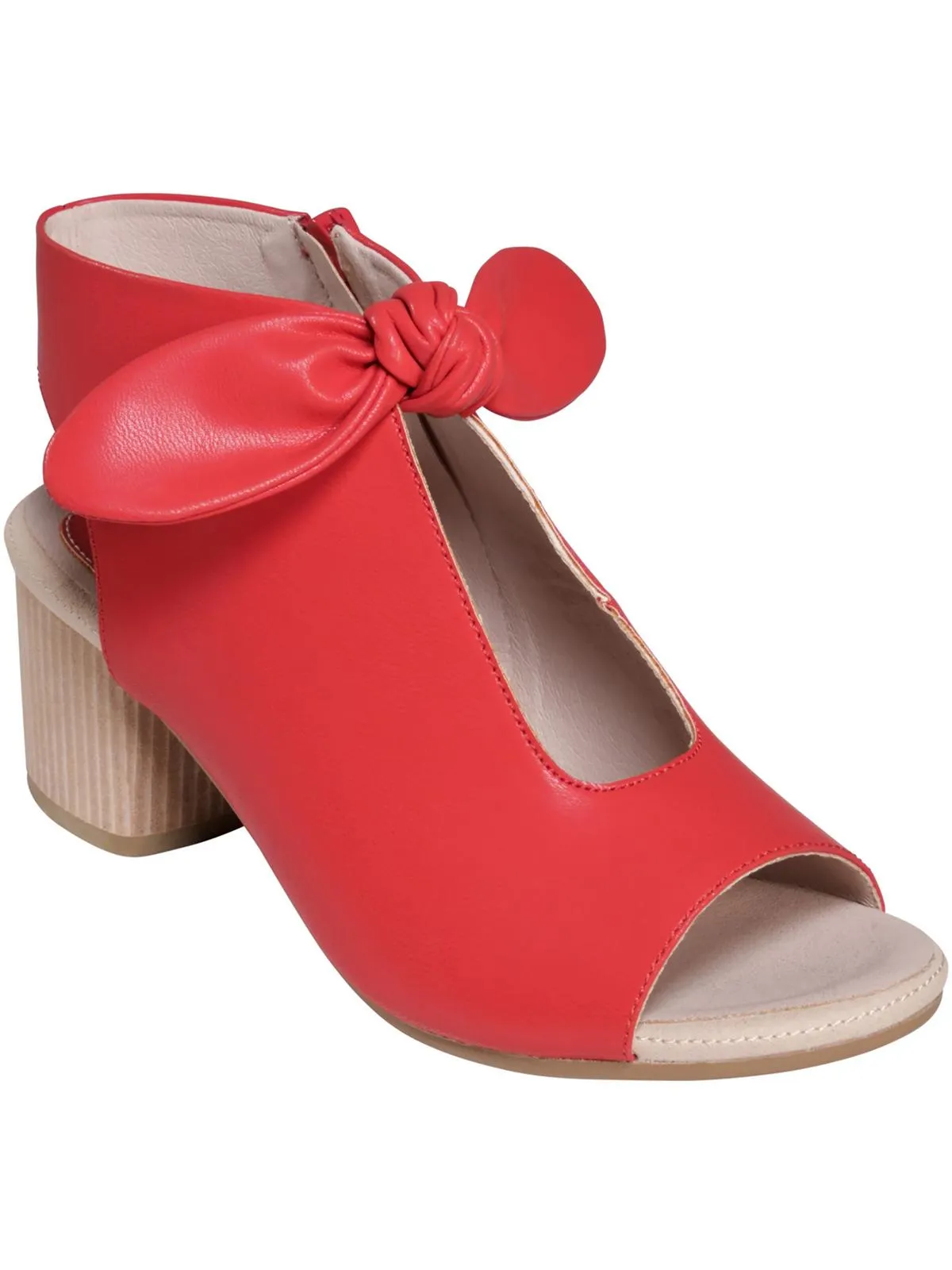 Kimora Womens Faux Leather Bow Peep-Toe Heels