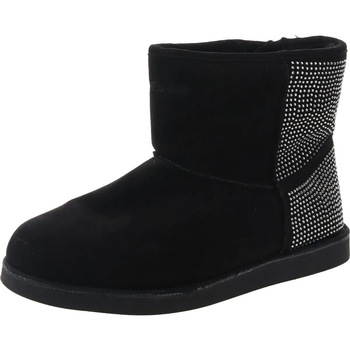 Kitten Womens Rhinestone Faux Fur Ankle Boots