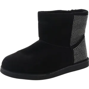 Kitten Womens Rhinestone Faux Fur Ankle Boots