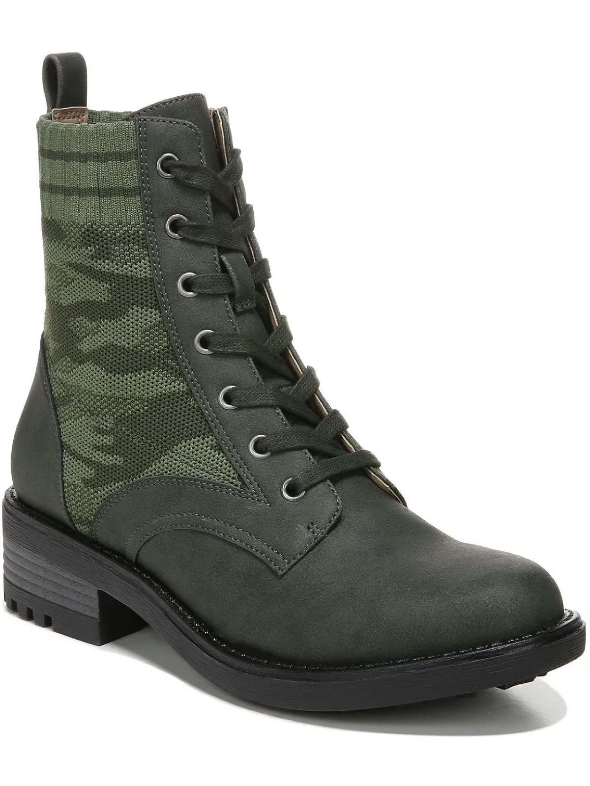 Knockout Womens Zipper Knit Combat & Lace-up Boots