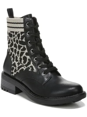 Knockout Womens Zipper Knit Combat & Lace-up Boots