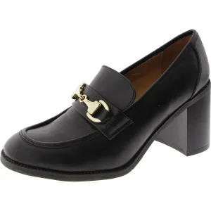 Koolo 3 Womens Faux Leather Embellished Loafer Heels