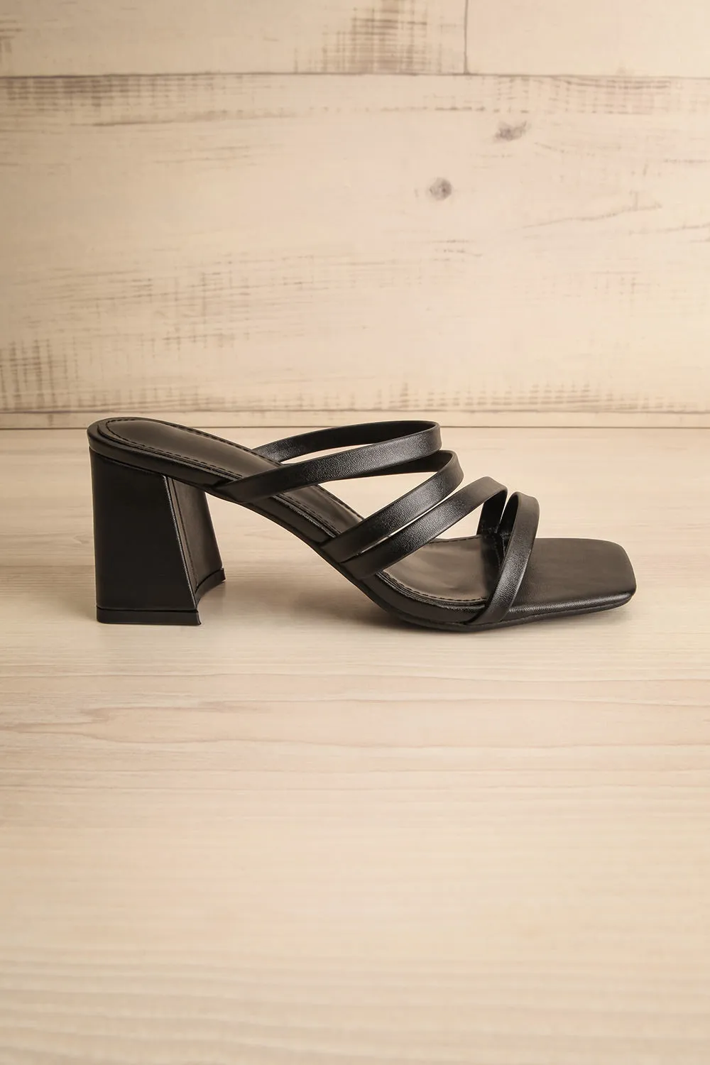 Kyle | Strappy Black Mid Heel Sandals