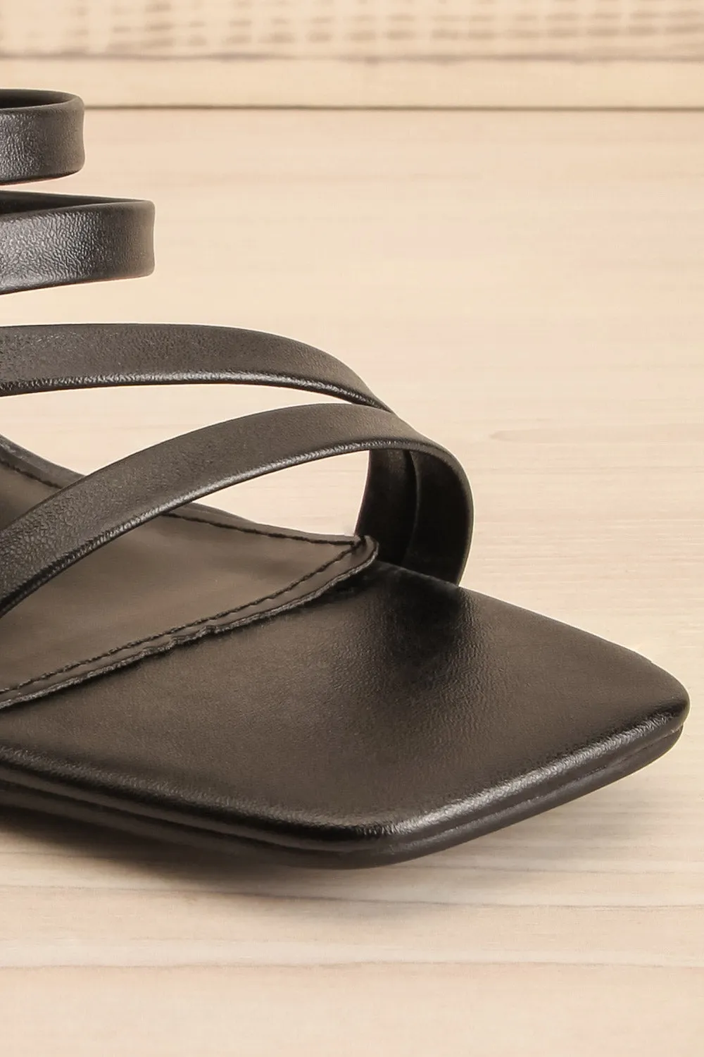 Kyle | Strappy Black Mid Heel Sandals