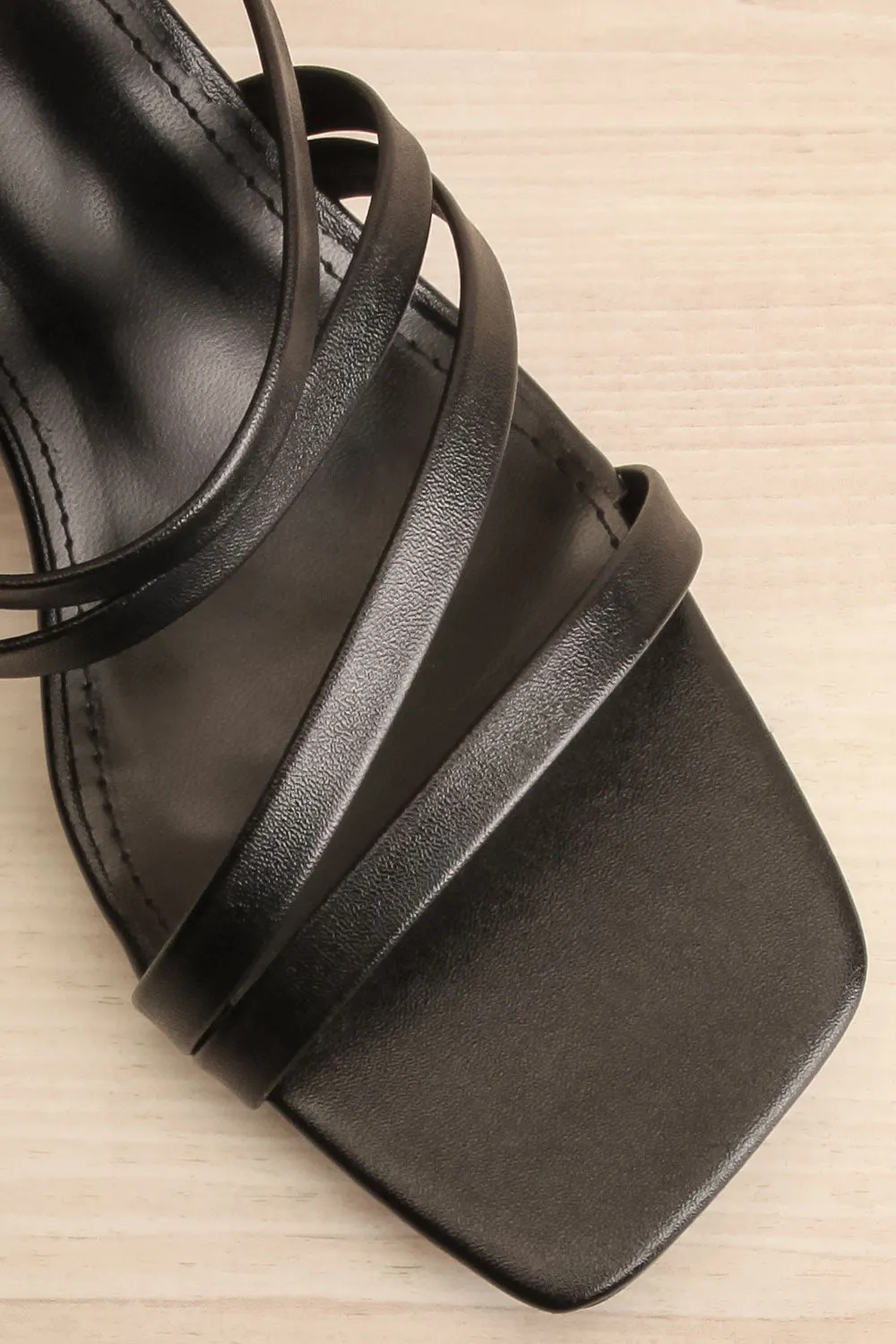 Kyle | Strappy Black Mid Heel Sandals