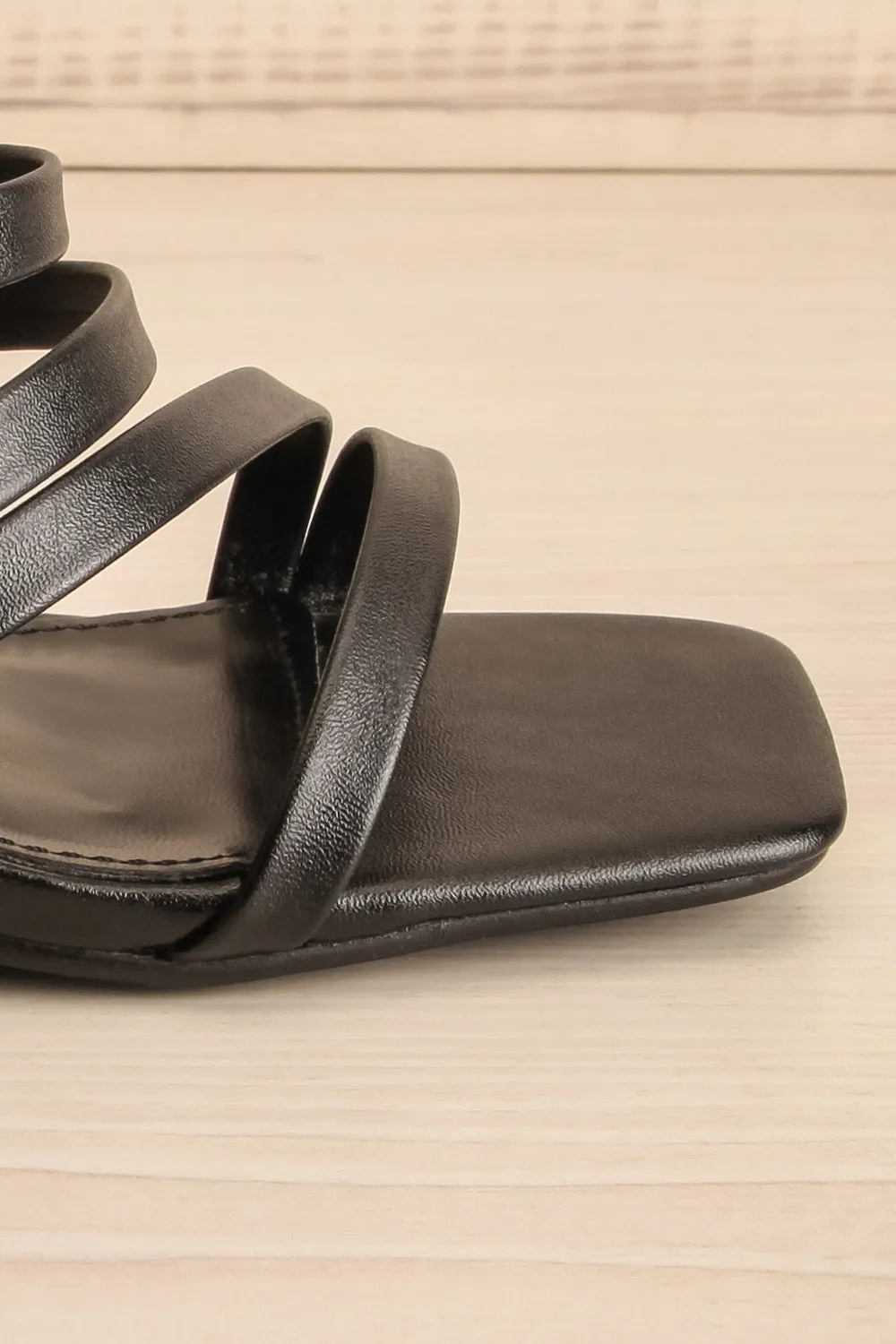 Kyle | Strappy Black Mid Heel Sandals