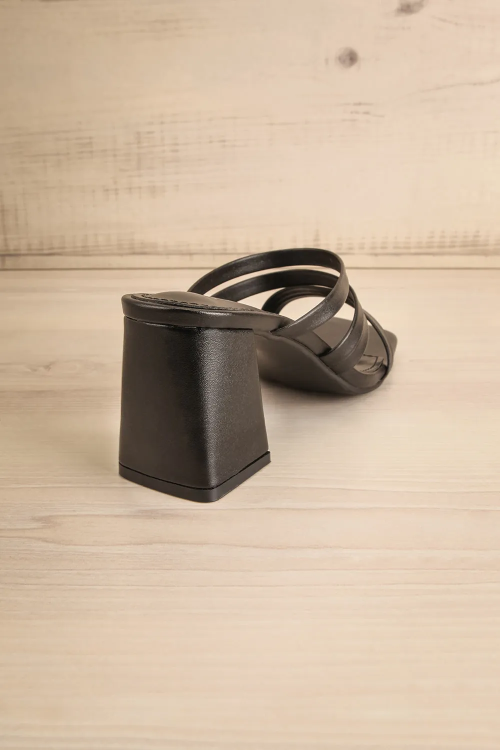 Kyle | Strappy Black Mid Heel Sandals