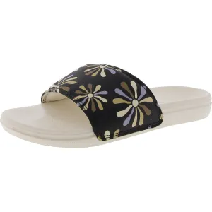 La Costa Womens Floral Print Faux Leather Slide Sandals