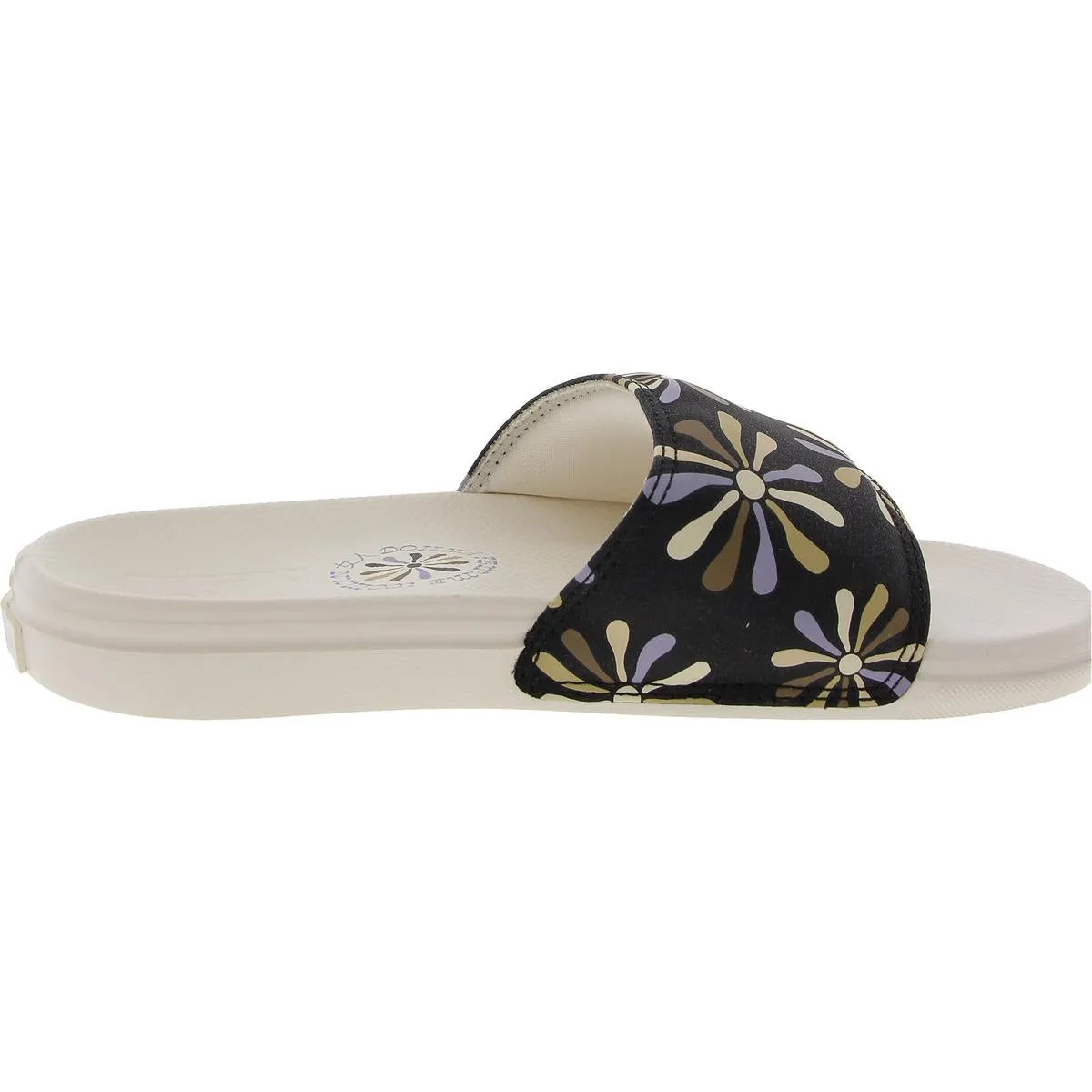 La Costa Womens Floral Print Faux Leather Slide Sandals