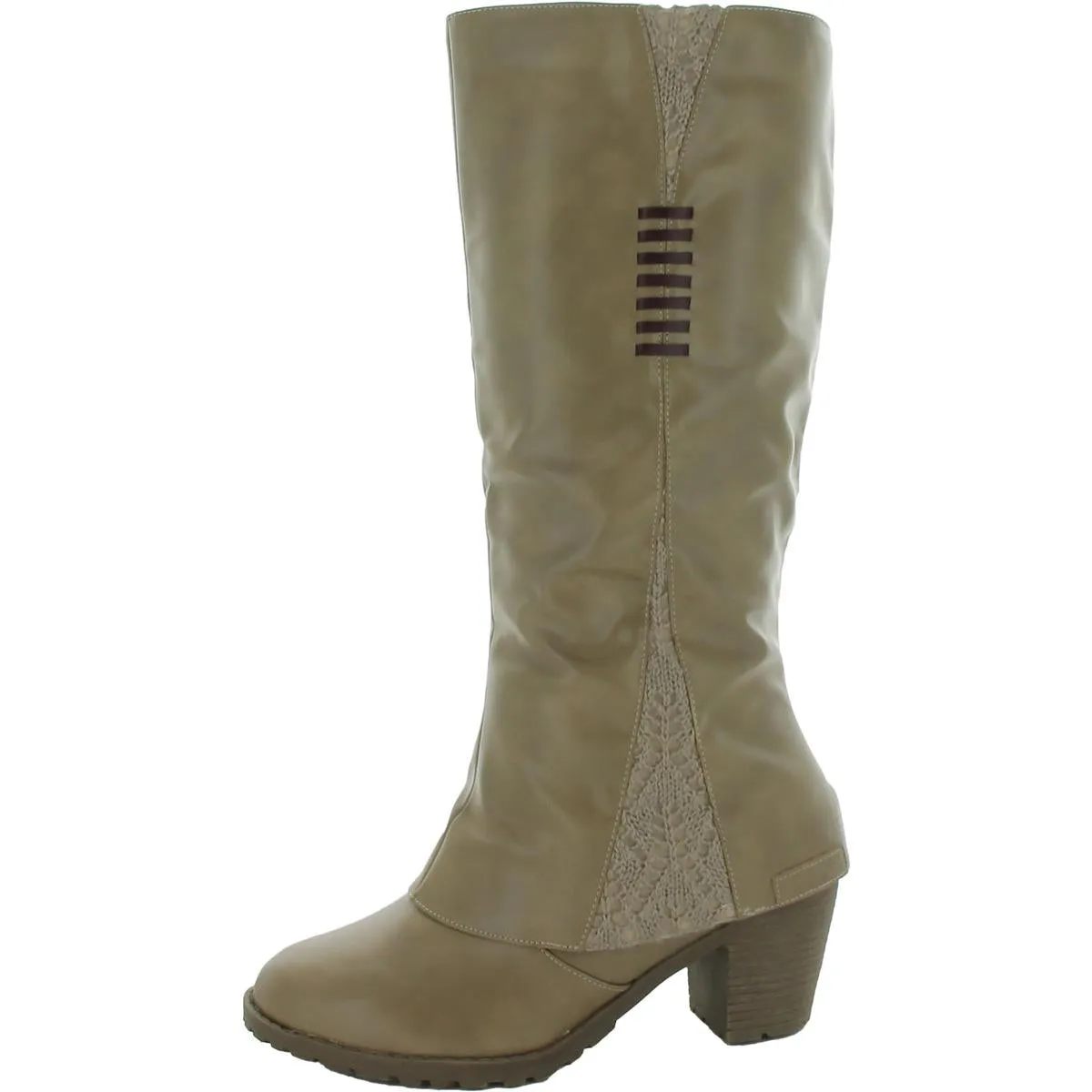 Lacy Lottie Womens Faux Leather Round Toe Knee-High Boots