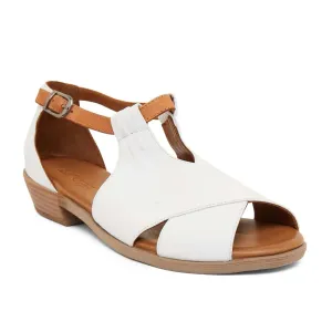 Laguna Sandal in White And Cognac Leather