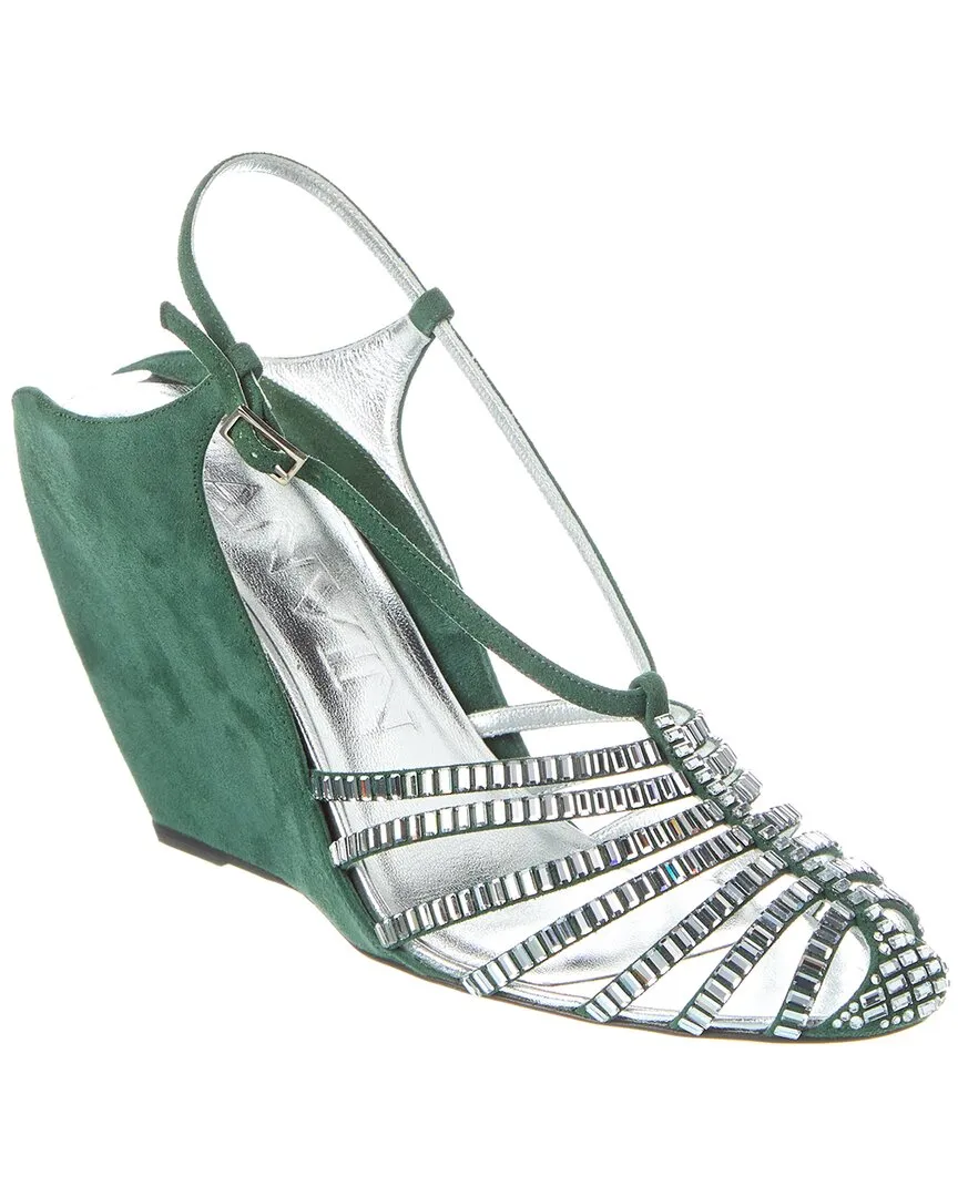 LANVIN Banana Heel Suede Wedge Sandal