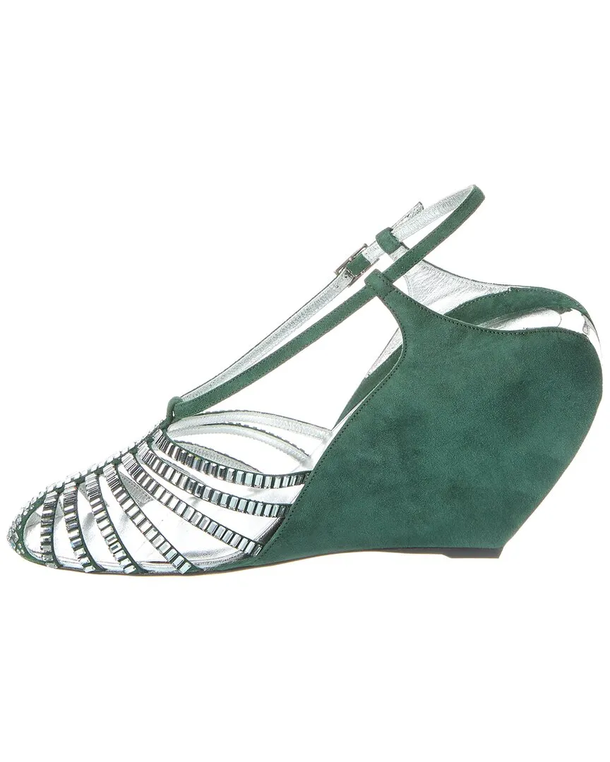 LANVIN Banana Heel Suede Wedge Sandal