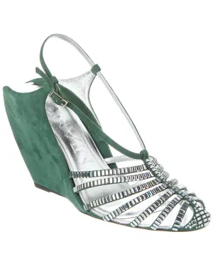 LANVIN Banana Heel Suede Wedge Sandal