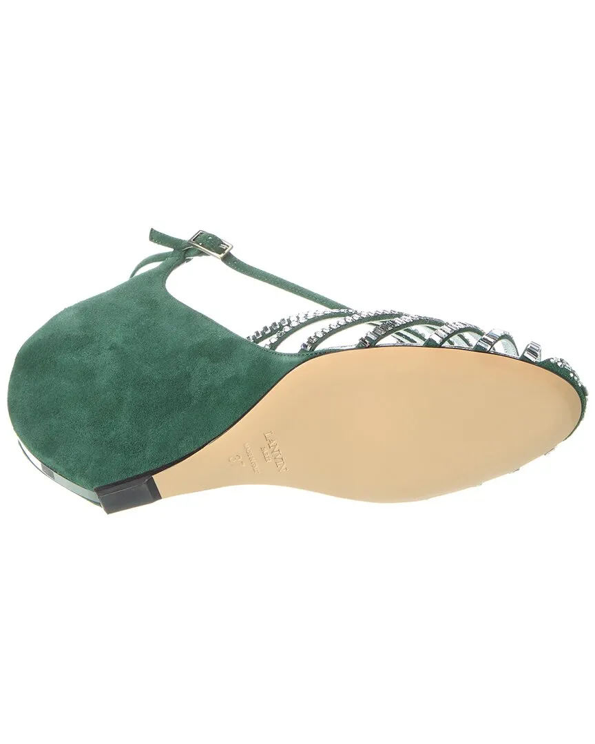 LANVIN Banana Heel Suede Wedge Sandal