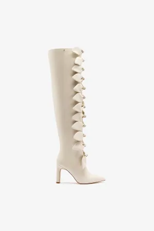 Larroud for Jonathan Cohen: Tie Boot In Ivory Leather