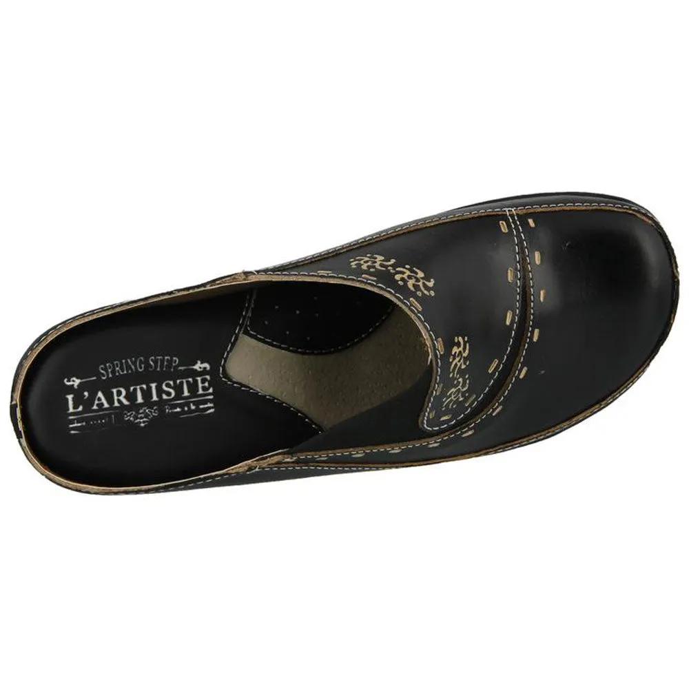 L'Artiste by Spring Step Chino Clog Black Leather (Women's)