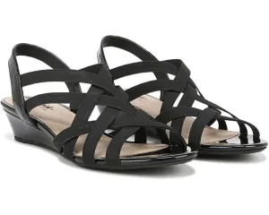 LifeStride Yung I8597M1001 Sandals Women's 8.5 Black Wedge Heel Strappy KHD221