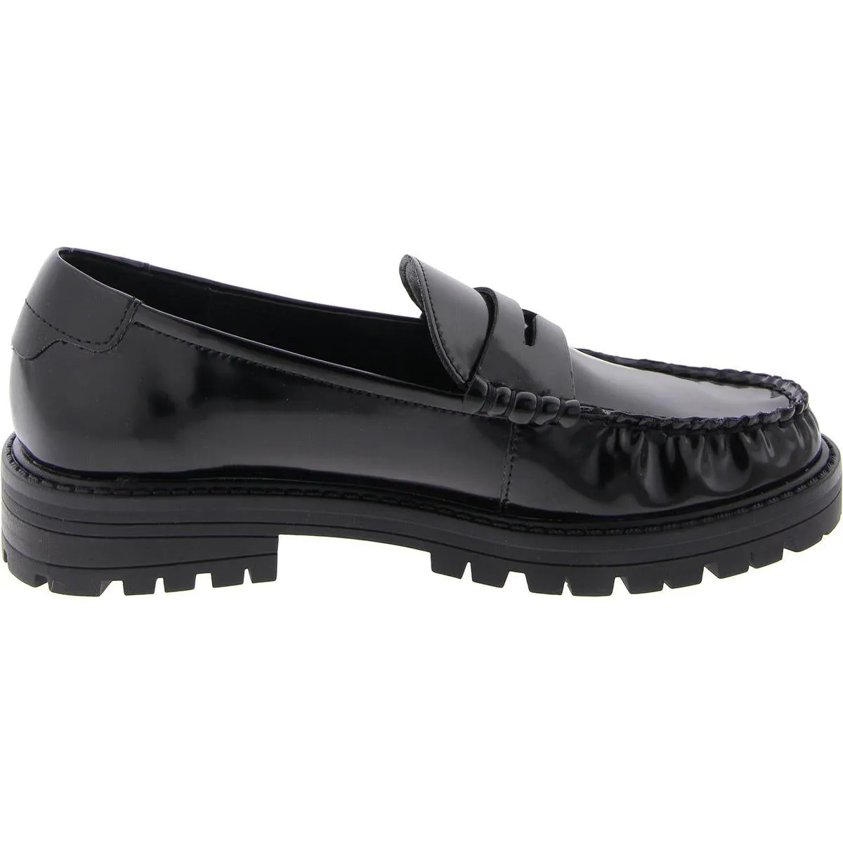 Madelynn Womens Faux Leather Block Heel Loafers