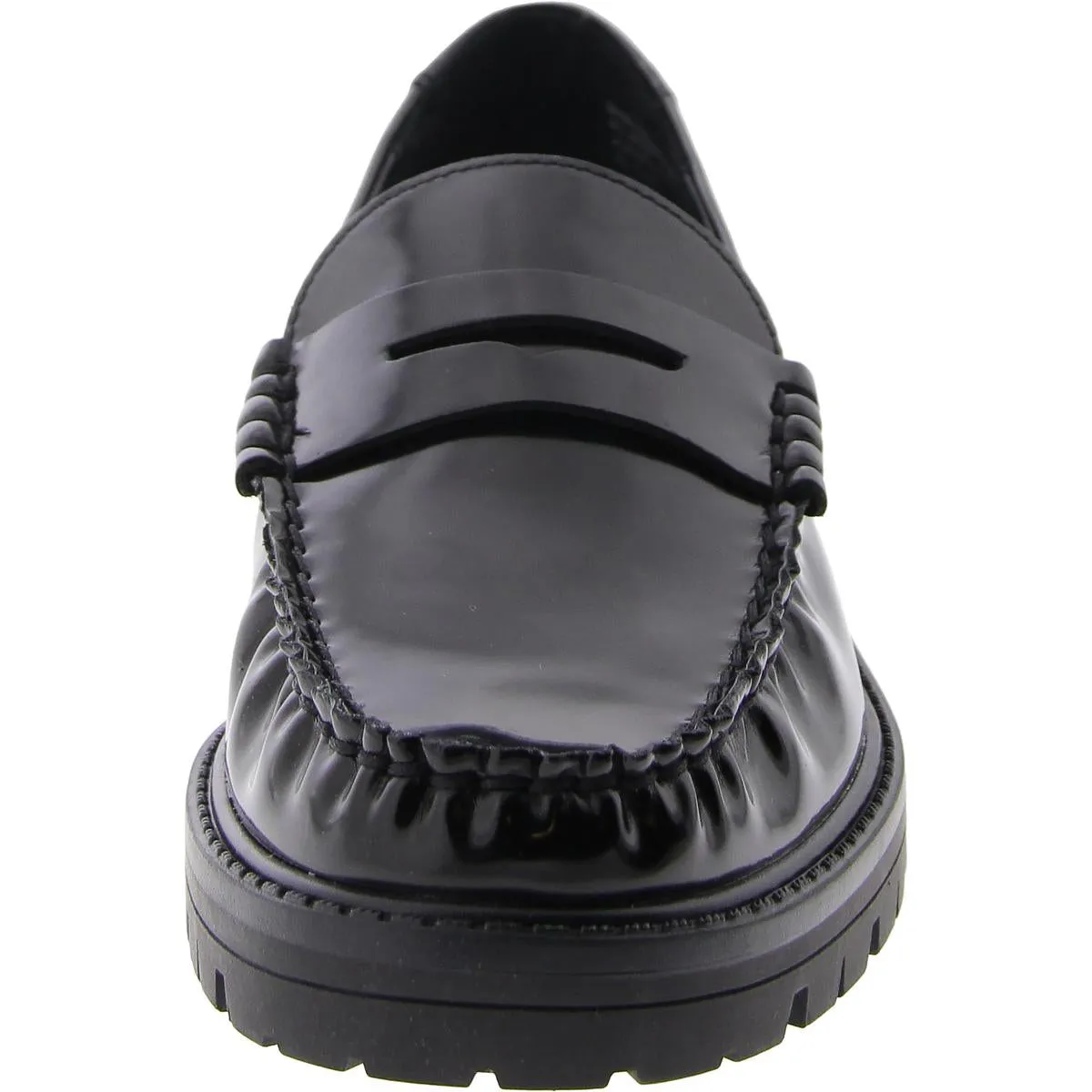Madelynn Womens Faux Leather Block Heel Loafers