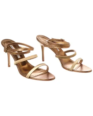 Manolo Blahnik Lidia 90 Leather Sandal (Authentic Pre-Loved)