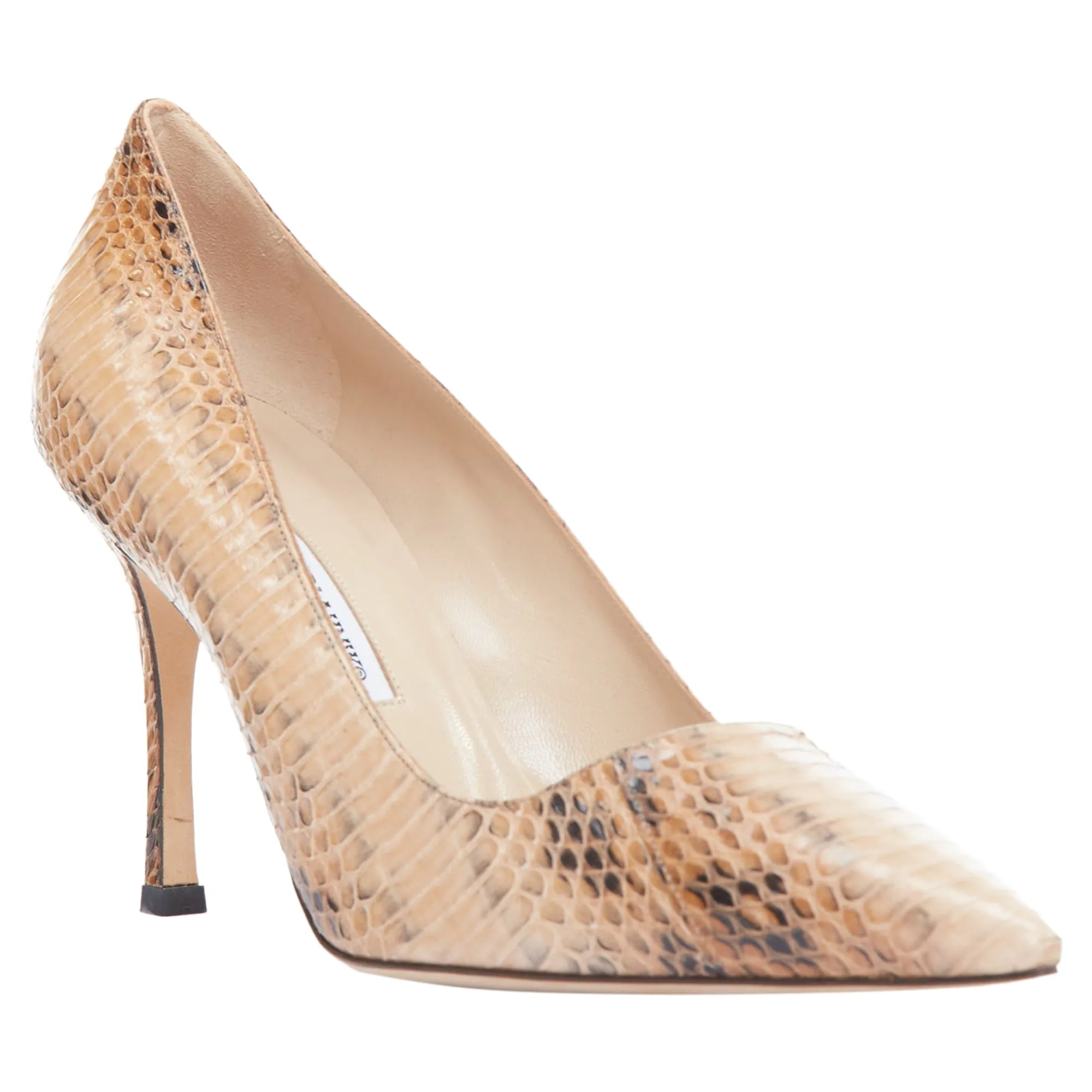 Manolo Blahnik nude coated slim heel pumps