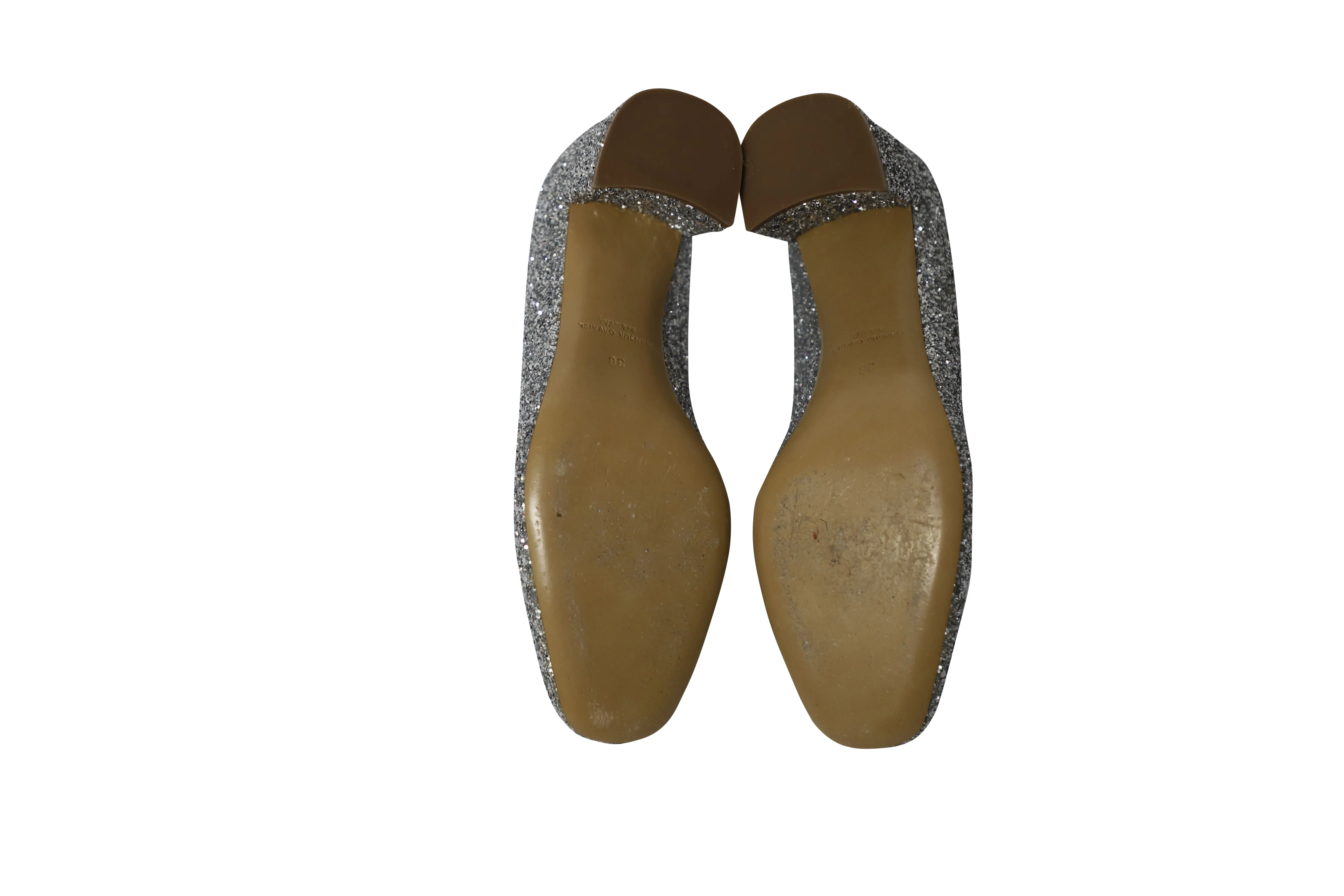 Mansur Gavriel Glittered Pumps in Silver Leather