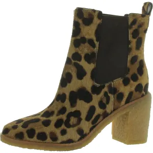 Marianna Womens Calf Hair Leopard Print Chelsea Boots