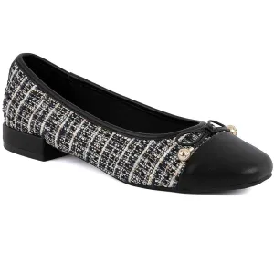 Marios Womens Bow Knit Ballet Flats