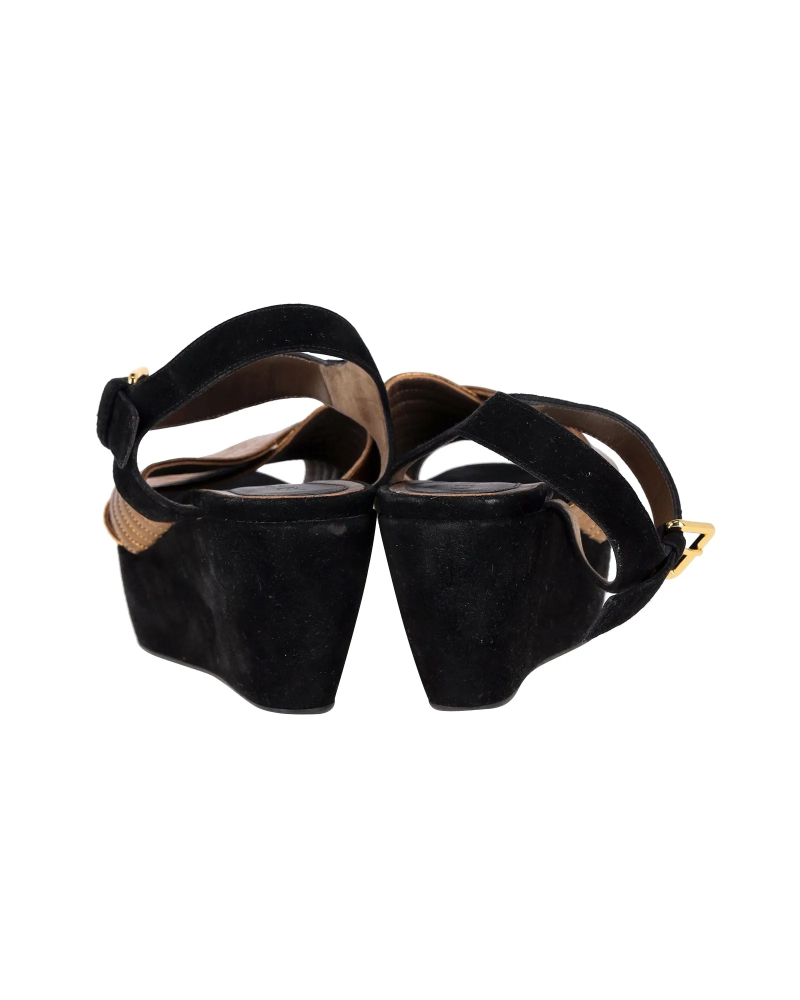 Marni Cross-Strap Platform Sandals in Bronze Leather
