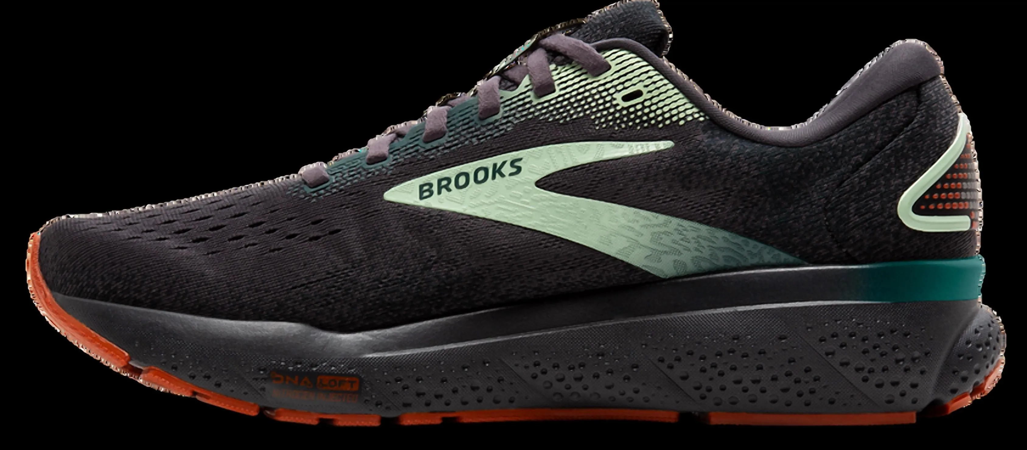 Men's Ghost 16 Running Sneakers In Blackened Pearl/june Bug/green