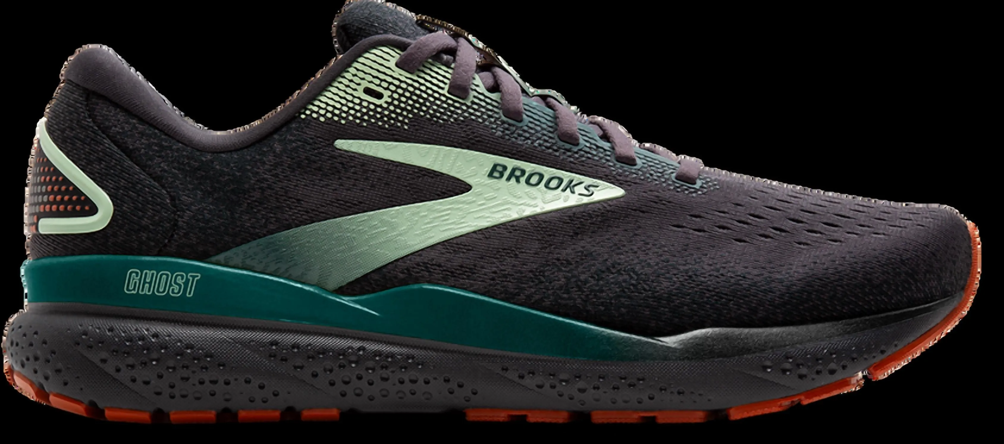 Men's Ghost 16 Running Sneakers In Blackened Pearl/june Bug/green