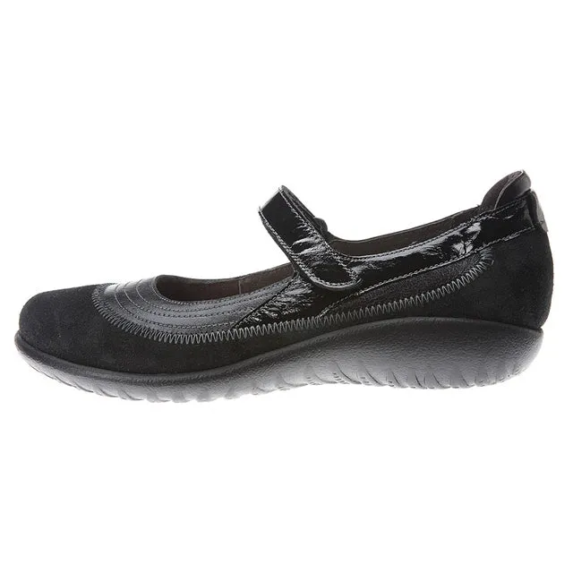 Naot Kirei Black Madras Leather/Suede/Patent Shoe (Women's)
