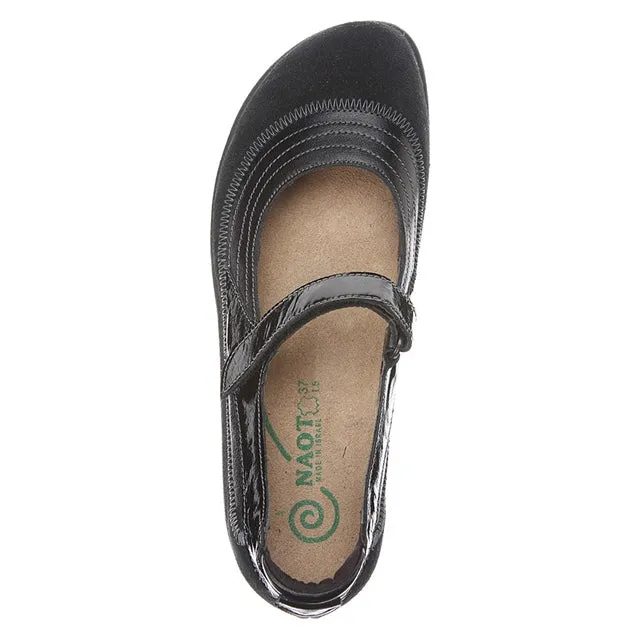 Naot Kirei Black Madras Leather/Suede/Patent Shoe (Women's)
