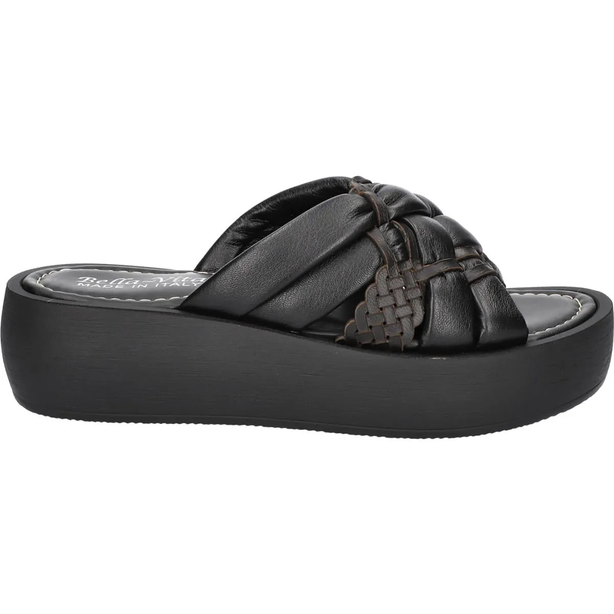 Ned Italy Womens Leather Slip On Flatform Sandals