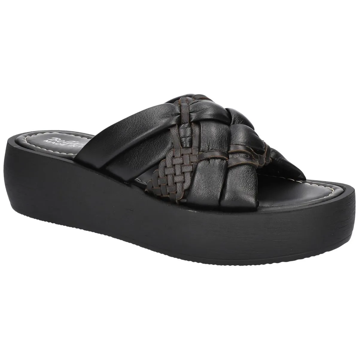 Ned Italy Womens Leather Slip On Flatform Sandals