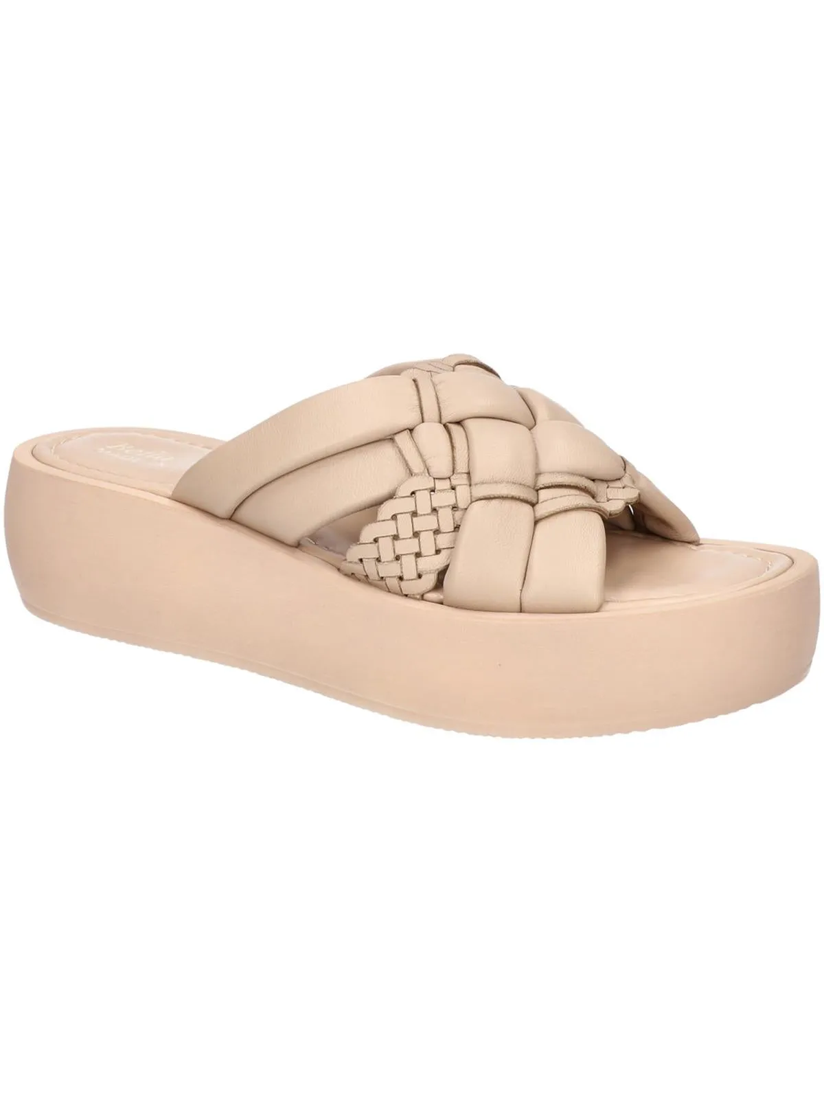 Ned Italy Womens Leather Slip On Flatform Sandals