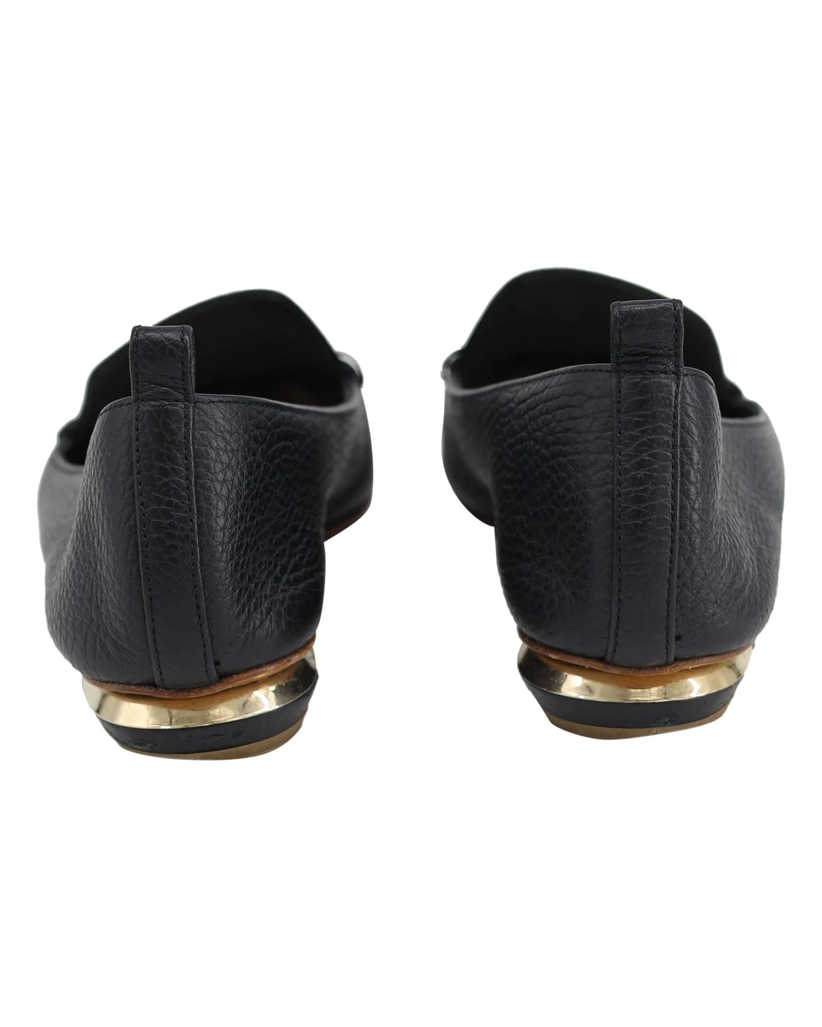 Nicholas Kirkwood Beya Pointed-Toe Loafers in Black Calfskin Leather