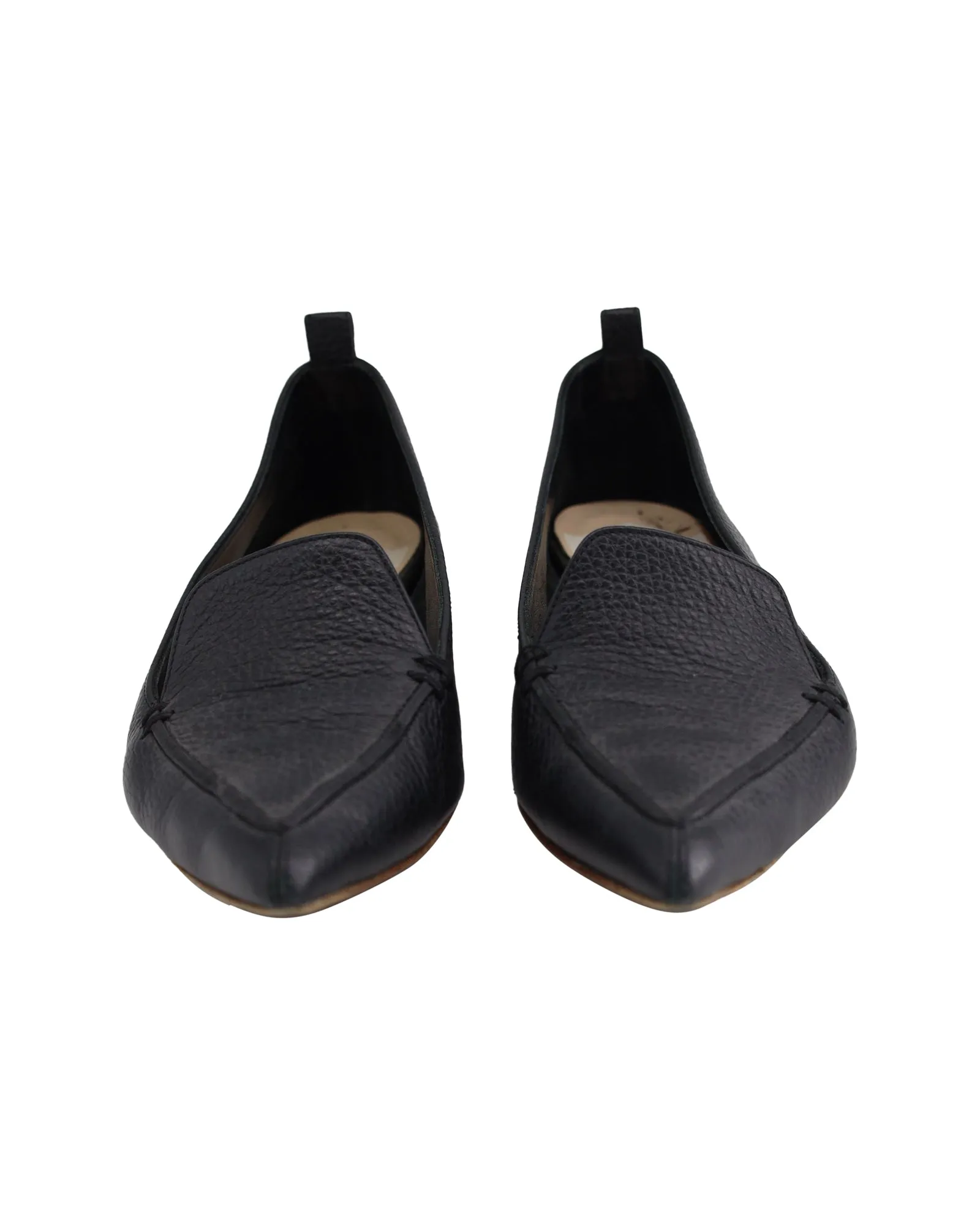 Nicholas Kirkwood Beya Pointed-Toe Loafers in Black Calfskin Leather