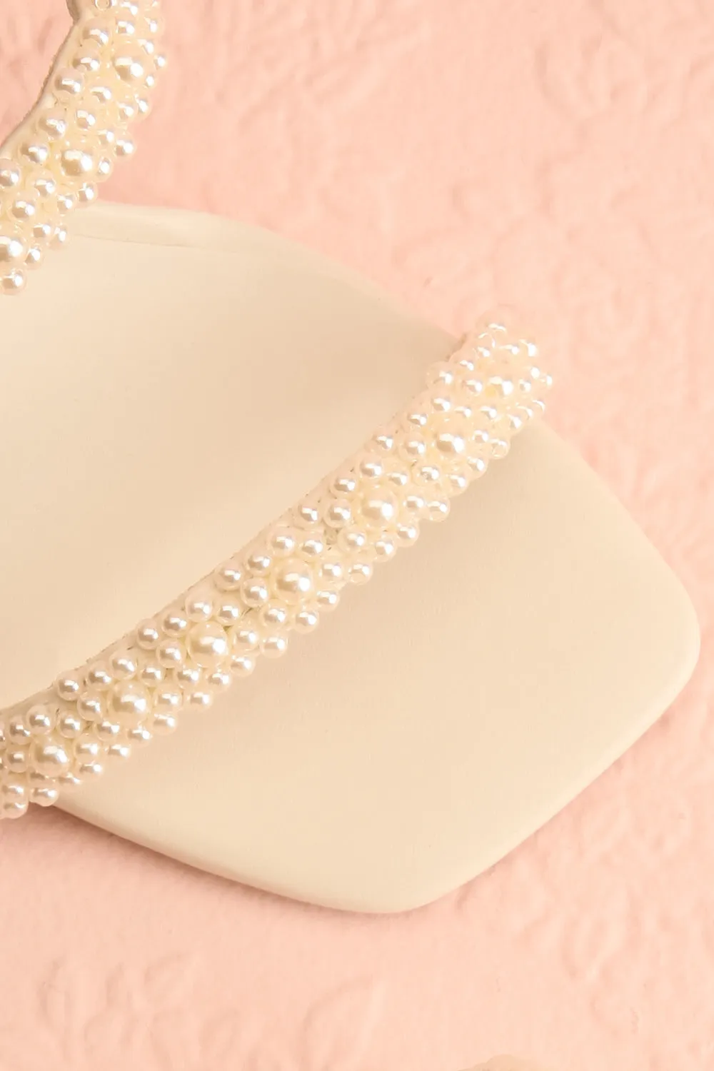 Nolah Ivory | White Strappy Sandals with Pearls