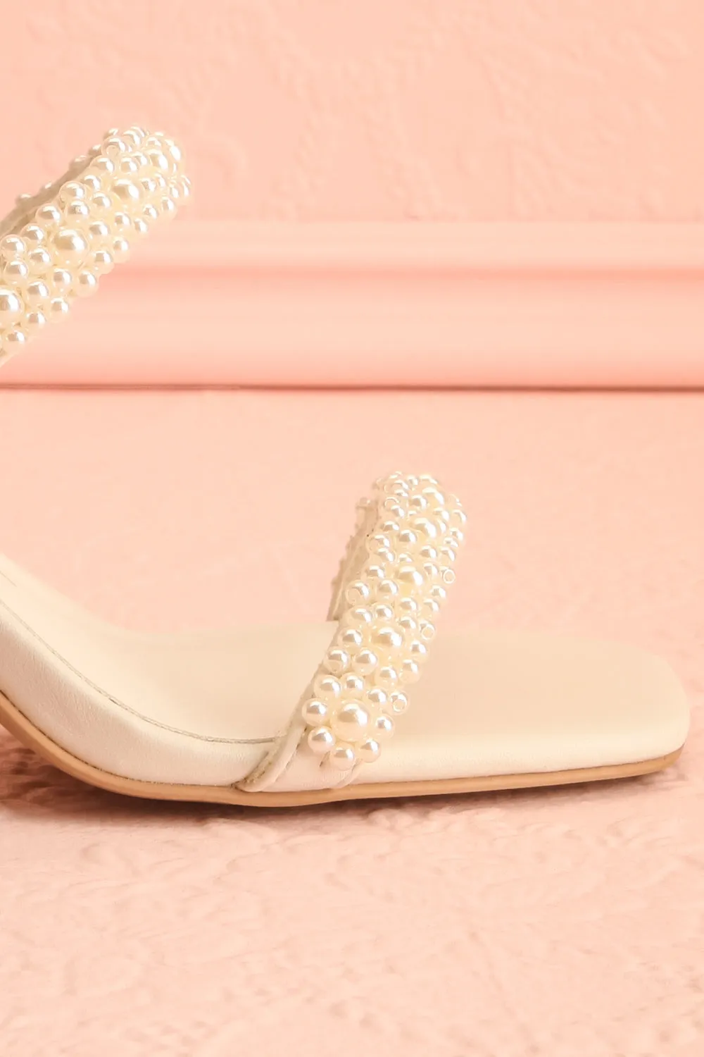 Nolah Ivory | White Strappy Sandals with Pearls