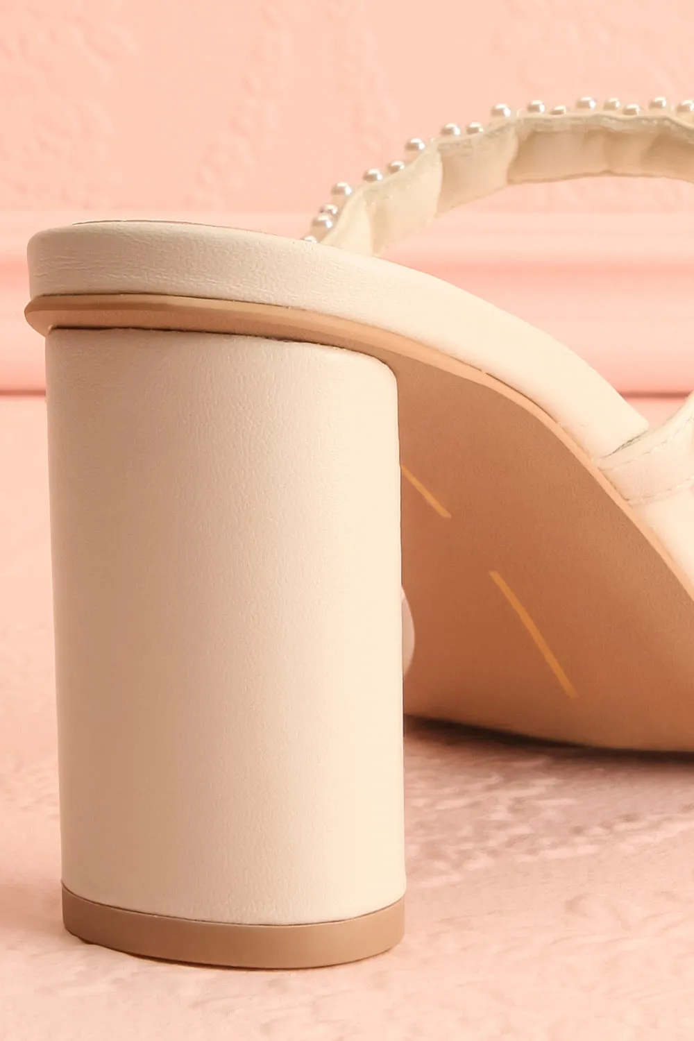 Nolah Ivory | White Strappy Sandals with Pearls